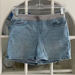 Lands' End Light Blue Jean Shorts with Gray Waistband